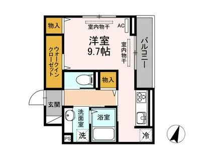 サンマルクW(ワンルーム/1階)の間取り写真