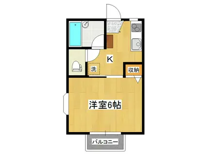 若葉コート(1K/1階)の間取り写真