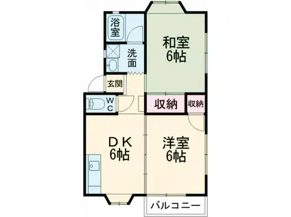 サンデリアーナII(2DK/1階)の間取り写真