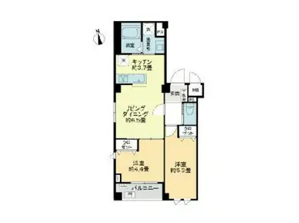 ルミケオ大手町(2LDK/2階)の間取り写真