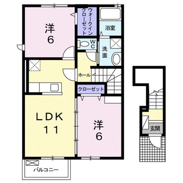 サンパティオI(2LDK/2階)の間取り写真