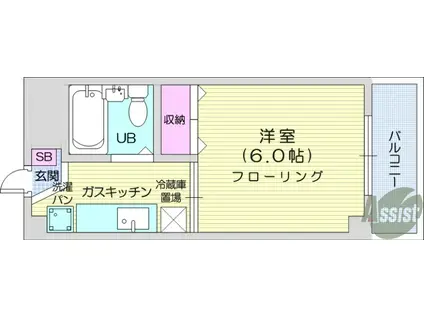 上杉サニーコーポA(1K/3階)の間取り写真