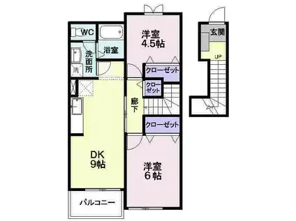 エクセレントヴィラB(2DK/2階)の間取り写真