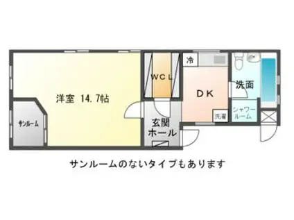 藤ヴァレイII(1DK/3階)の間取り写真