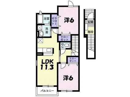 ナチュレAGAKE II(2LDK/2階)の間取り写真