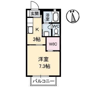 グリーンビュー A棟(1K/2階)の間取り写真