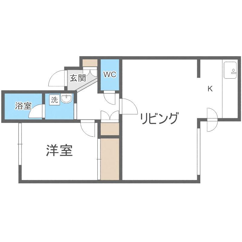 ルーエ山鼻(1LDK/1階)の間取り写真