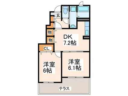 グレイス VILLA II(2DK/1階)の間取り写真