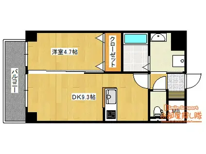 モントーレヒルズ悠(1LDK/4階)の間取り写真