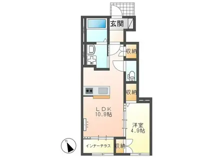 ラ グリシーヌA棟(1LDK/1階)の間取り写真