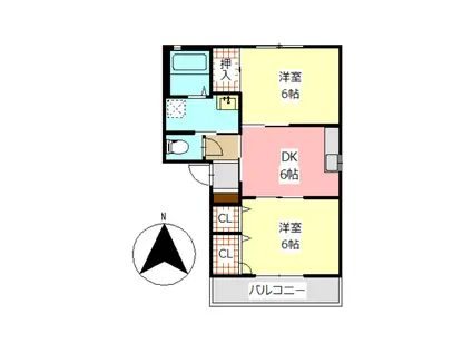 T・Yファミール  II棟(2K/1階)の間取り写真