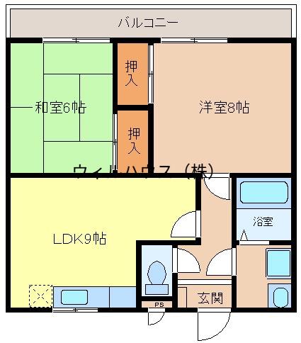 グリーンヒル草部(2LDK/3階)の間取り写真