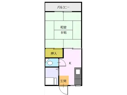 第2中央ハイツ(1K/2階)の間取り写真
