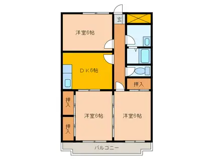 エステート沼上(3DK/3階)の間取り写真