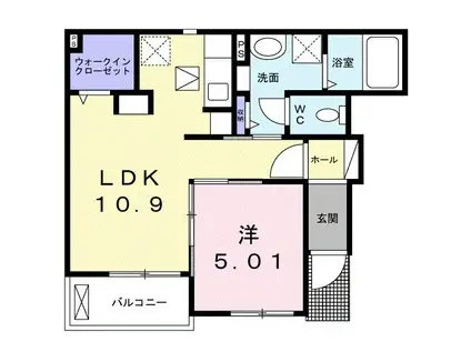 フィオーレ8(1LDK/1階)の間取り写真