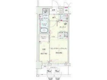 ファステート東大阪バレーナ(1LDK/11階)の間取り写真