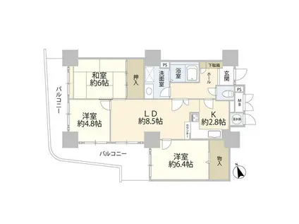 スカイステージ33(3LDK/19階)の間取り写真