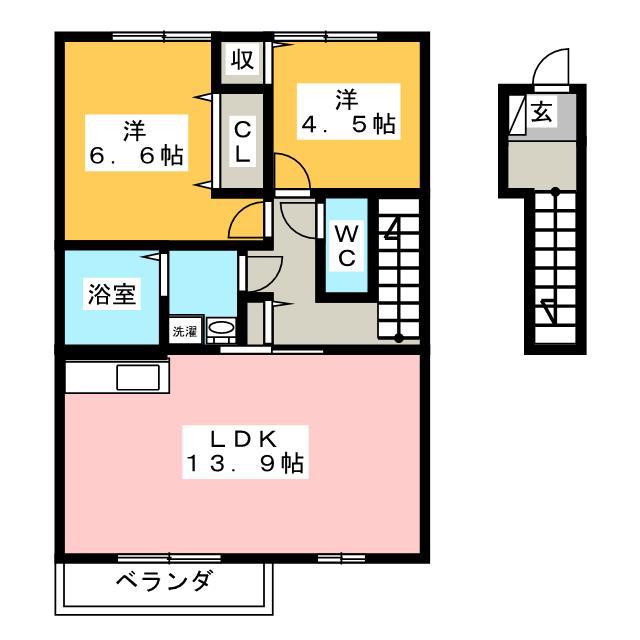 プレジオ(2LDK/2階)の間取り写真