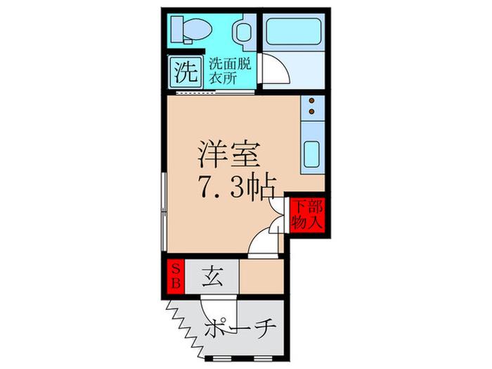 アウローラコート(ワンルーム/1階)の間取り写真