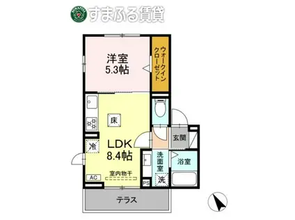 ENISHI(1LDK/1階)の間取り写真
