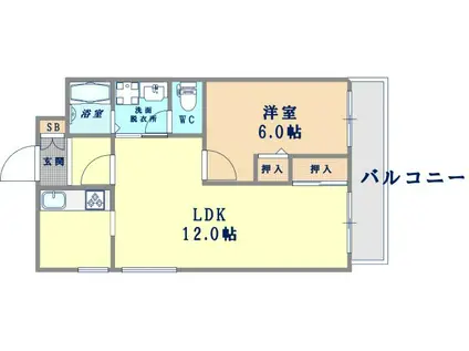 メゾンヒガシビル(1LDK/4階)の間取り写真