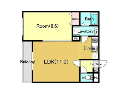 ジーメゾン千葉イースト(1LDK/3階)の間取り写真