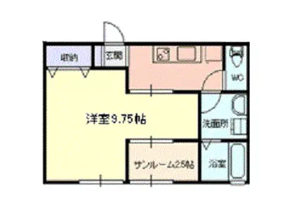 ハイツエスラソ(1DK/2階)の間取り写真