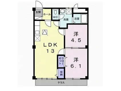 シティハイツ浜崎A(2LDK/1階)の間取り写真