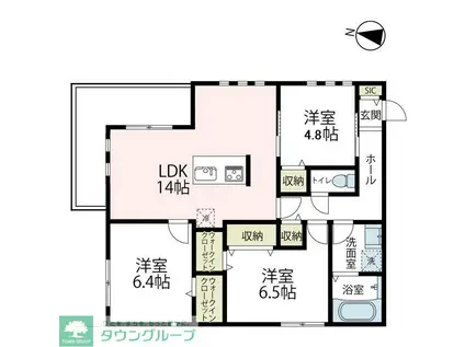 三五郎長谷(3LDK/2階)の間取り写真