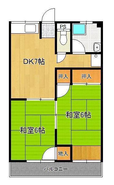 北九ハイツ(2DK/3階)の間取り写真