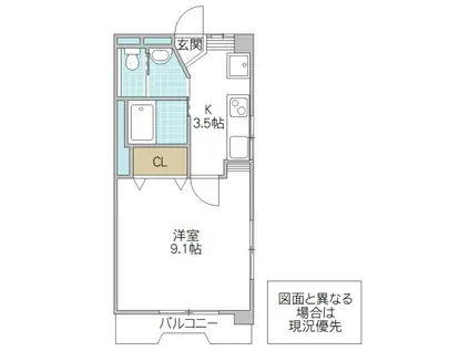 トスカネリア(1K/4階)の間取り写真