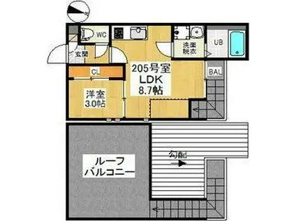 GRANDTIC ETINCELLE(1LDK/2階)の間取り写真