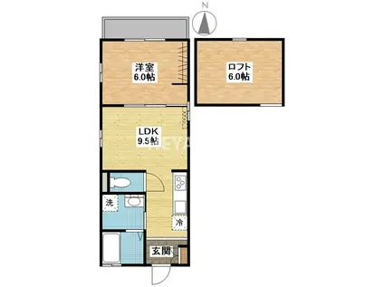 ハイツタカシマ町名(1SLDK/1階)の間取り写真