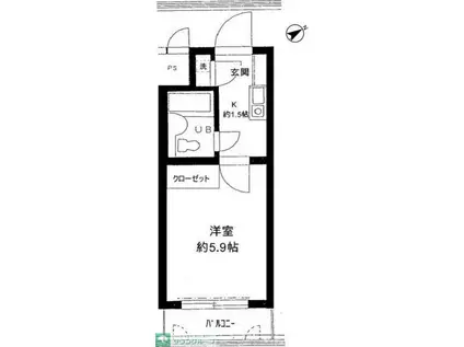 アーバン・ドヌール(1K/3階)の間取り写真