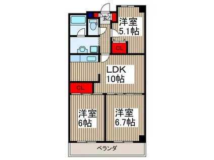 パークプレイスII(3LDK/5階)の間取り写真