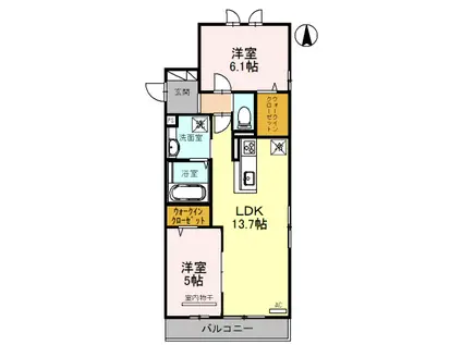 レスぺランス向陽台(2LDK/2階)の間取り写真
