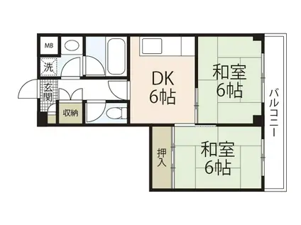 キャピトルアクア(2DK/3階)の間取り写真