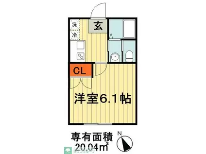 フォレストツインハウスⅡ B(1K/2階)の間取り写真