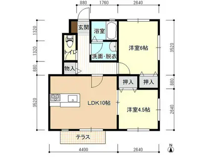 ハーモニーシティ(2LDK/1階)の間取り写真