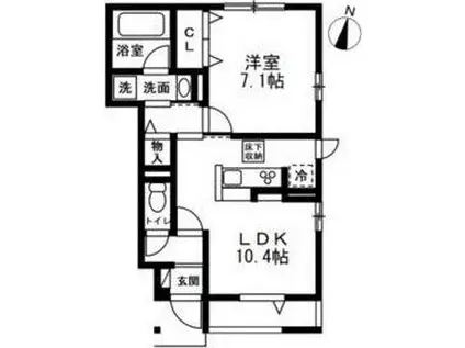 パークガーデン石神井公園(1LDK/1階)の間取り写真