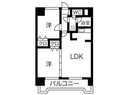 シャトーMURASEV(2LDK/9階)の間取り写真
