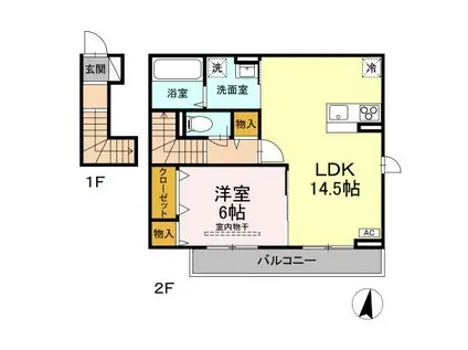 ベアーズマンション II(1LDK/2階)の間取り写真