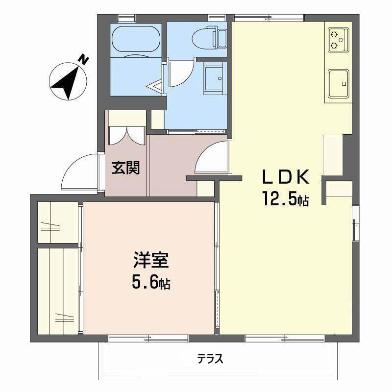 サンフォルテA棟(1LDK/1階)の間取り写真