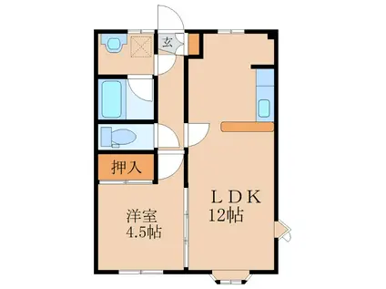 シャイニングシティマンション B棟(1LDK/2階)の間取り写真