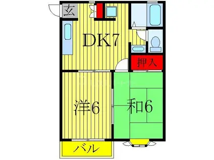 井上ハイツ(2DK/1階)の間取り写真