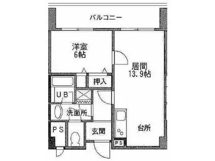エクセル靭(1LDK/2階)の間取り写真
