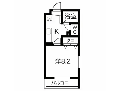 リーフグリーン(1K/2階)の間取り写真