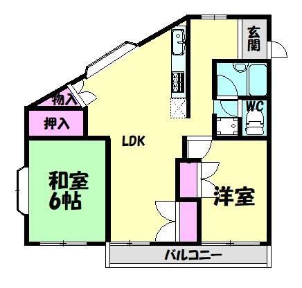 コーポラスあい(2LDK/2階)の間取り写真