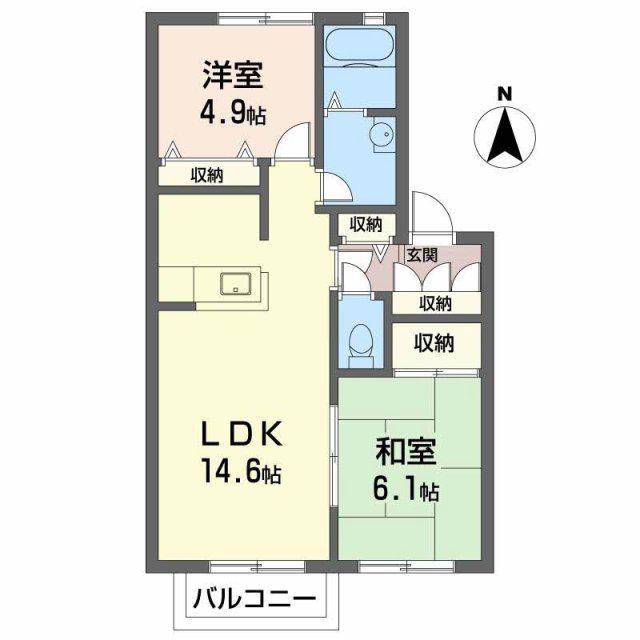 セファミ太子(2LDK/1階)の間取り写真