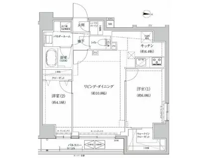 RELUXIA本所吾妻橋III(2LDK/11階)の間取り写真